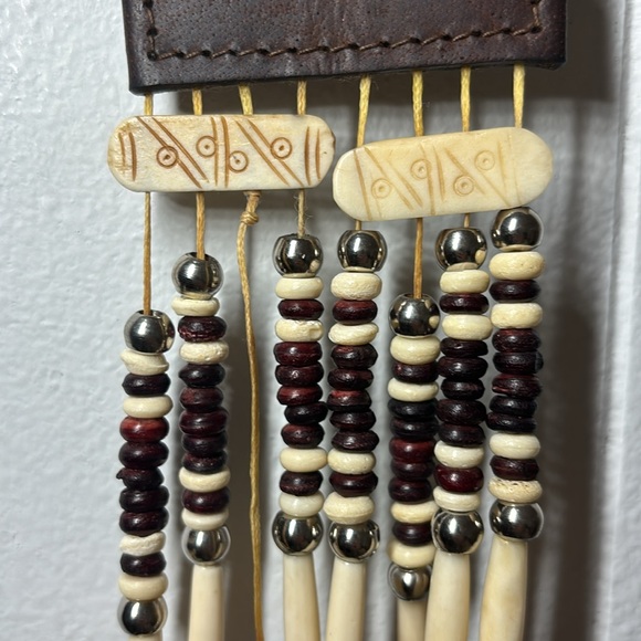 Leather Vintage Beaded Ivory Boho Belt - Picture 9 of 17